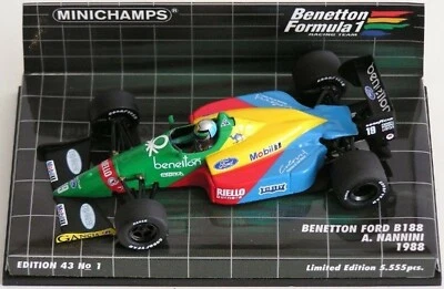 WOW EXTREMELY RARE Benetton B188 Ford #19 Nannini Imola 1988 1:43 Minichamps - Image 1 of 3