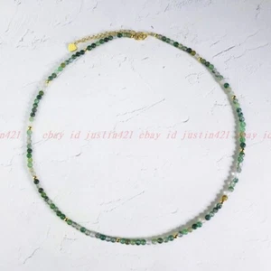 4mm Moss Agate Choker Delicate Stone Beads Necklace Agate Crystal Dainty Choker - Picture 1 of 13