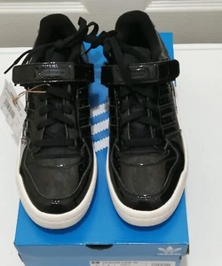 ADIDAS FORUM LOW W WOMENS UK 6 PATENT BLACK OFF WHITE BRAND NEW IN BOX - Picture 1 of 6