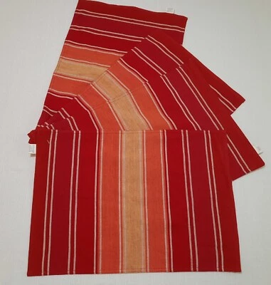 New Set of 4 Pottery Barn Awning Stripe Placemats Red / Multicolor 14x20" Cotton - Image 1 of 4