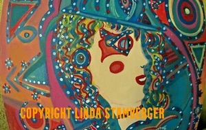 HAUGHTY Original Cubist Painting by Linda Stamberger - Picture 1 of 2