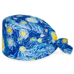 van gogh pattern scrubs caps Breathable scrub cap Laboratory surgical hats - Picture 1 of 6