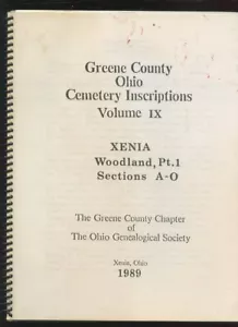 GRÜNE COUNTY OHIO FRIEDHOF INSCHRIFTEN XENIA WOODLAND FAMILIENGESCHICHTE GENEALOGIE - Bild 1 von 1