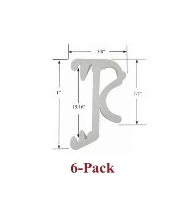 1" Single Slat WHITE VALANCE CLIPS for Horizontal Wood or Mini Blinds (6-Pack) - Image 1 of 2