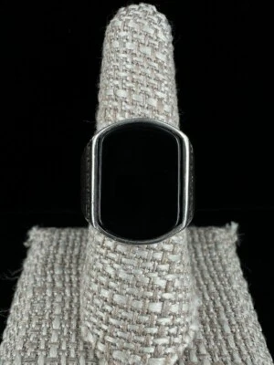 Argento D'Epoca Grande Pesante Onice Nera Greco Chiave Biker Anello Misura 8.75 - Immagine 1 di 4