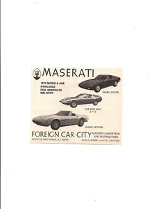 1970 MASERATI GHIBLI COUPE, INDY ~ ORIGINAL SMALLER FOREIGN CAR CITY AD - Picture 1 of 1