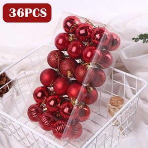 36Pcs Christmas Glitter Ball Ornaments Xmas Tree Balls Hanging Party Decoration