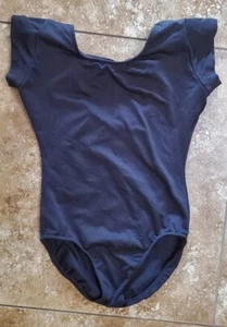 Eurotard Black Dance Ballet Jazz Leotard Sz Child Large Cutout Back Bow - Picture 1 of 2