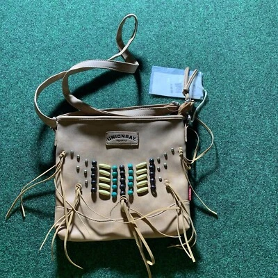 Unionbay Tan Fringe Crossbody Purse Bag Adjustable Strap Boho Hippie Festival - Image 1 of 4