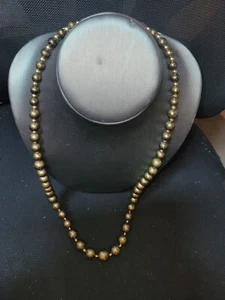 VINTAGE EINZIGARTIGE TIGERAUGE PERLE GOLD STIL HALSKETTE VERSCHLUSS - Bild 1 von 7
