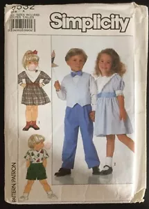 Uncut 9532 Simplicity Girls/Boys Dress Pants Shorts Sewing Pattern 3,4,5,6 - Picture 1 of 3