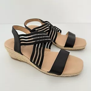 Diana Ferrari Women's Sandals Size 7C wide fit black mid wedge shoe - Picture 1 of 14