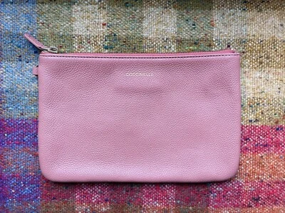 Coccinelle Soft Pink Grained Leather Clutch Tote Bag Envelope Pouch - Image 1 of 4