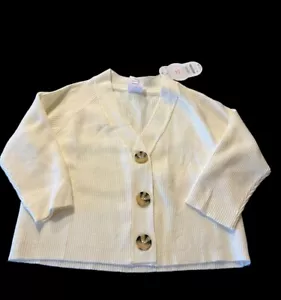 Girls Size XS 4-5 Creme Button Front Cardigan Sweater Soft Ivory NWT - Picture 1 of 4