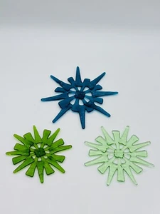 Fused Poured Glass Snowflake Star Suncatcher Ornament Decor Lot of 3 - Picture 1 of 5