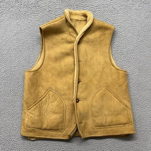 Chaleco de piel de oveja vintage Abercrombie & Fitch para hombre L marrón gamuza años 50 al aire libre - Imagen 1 de 19