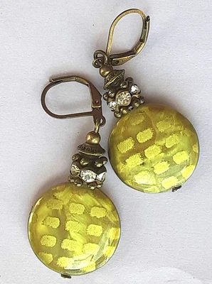 Pendiente de CRISTAL FACETADO CON CÁSCARA SABIA BRONCE artesanal XX Foto 1 de 4