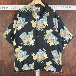 Tommy Bahama 100 % Seide Bikini Mädchen schwarz Hawaii Blumen Knopf Hemd Herren XL - Bild 1 von 10