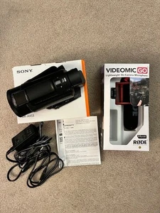 Sony FDR AX53 Handycam Video Camcorder 16.6 MP 4K Ultra HD w/Rode Videomic Go - Picture 1 of 12