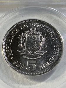 1989 Venezuela 5 Bolivares Graded MS 65 by ANACS - Picture 1 of 9