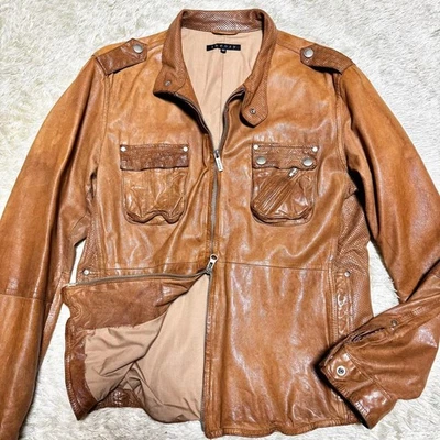 Chaqueta de Cuero Theory M Punzonado Doble Cremallera Usada, Talla 36 Foto 1 de 4