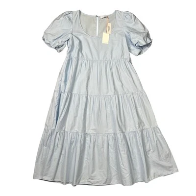 Vestido Little Moon Aritzia manga folhada em camadas tamanho médio azul novo com etiquetas - Imagem 1 de 4