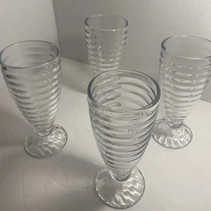 Vtg Whitehall Beehive Ribbed 7 1/4" Tumblers Pilsner Footed Ice Tea Glasses 4 Pc - Picture 1 of 21