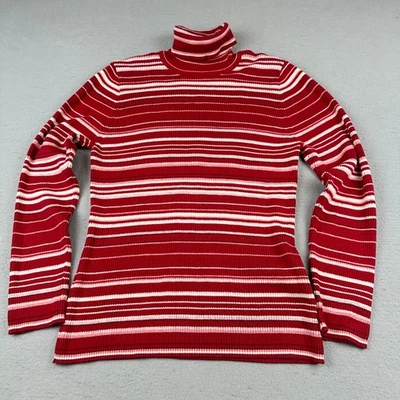 Suéter Vintage Ediciones Básicas Para Mujer XL Rojo Cuello Alto Acanalado Rayas Y2K Nuevo de Lote Antiguo Foto 1 de 4