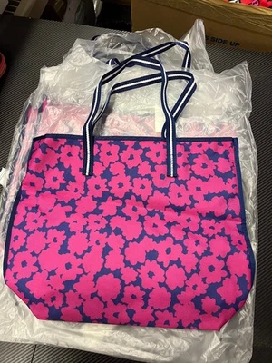 10x Estee Lauder Beach Tote Bag Tropical Pink Blue 14” x 12” x 4.5” - Image 1 of 4