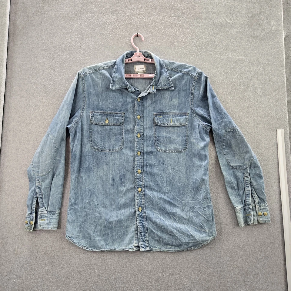 Camisa con botones Gap Jeans para hombre XL azul denim occidental manga larga trabajo Foto 1 de 4