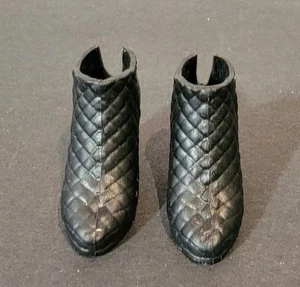 Barbie Doll Fashionistas Chanel Type Quilted Black Leather Boots Accessory - Picture 1 of 3