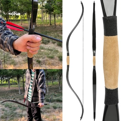 52" Takedown Longbow 15-95lbs Cowhide Riser Archery Traditional Bow Hunting RHLH - Image 1 of 4