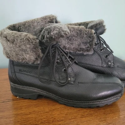 Blondo 黑色棕色皮革和羊毛靴系带防水女式 10W — 第 1/4 张图片