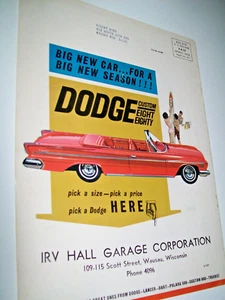 1963 Dodge Red Custom 880 Cabrio Mid-Size-mag auto ad-Hall Garage, Wausau WI - Foto 1 di 1