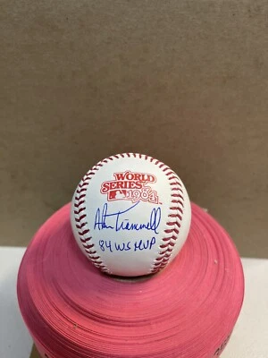 Tigers Alan Trammell Signed RAWLINGS 1984 World Series baseball INSC MVP JSA - Image 1 of 2
