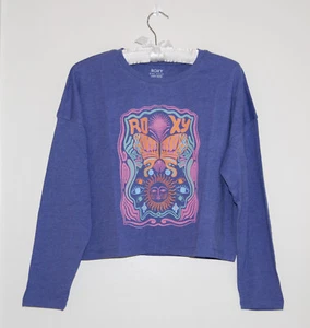 ROXY Big Girls Hearther Purple Sun For All Logo LS Boxy T-Shirt sz L 12-14 - Picture 1 of 11