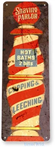 TIN SIGN Shaving Parlor Barber Shop Cottage Razor Shave Rustic Metal B843 - Picture 1 of 2