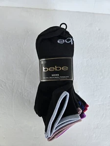 Bebe Logo 9 Pairs Of Socks Multi colors Size 4 -10 "New" - Picture 1 of 5