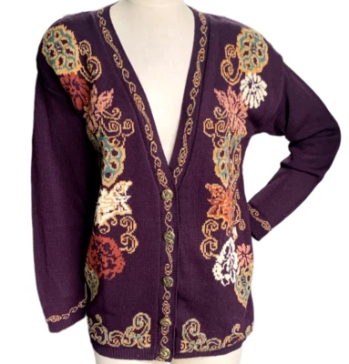 Cárdigan Norton McNaughton Cresta Dorada Botones Patrón Floral Talla M/L 68E Foto 1 de 4
