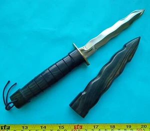 Philippine souvenir handmade knife Kris style Kamagong scabbard blade 4 3/4" - Picture 1 of 5