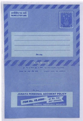INDIA Unused Postal Stationery Inland AIR LETTER 20NP AEROGRAMME Advert YN127 - Image 1 of 4