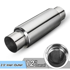 UNIVERSALE 12" L AUTO SILENZIATOR SCARICO INOX MARMITTA TERMINALE SCARICO  Ø2.5" - Zdjęcie 1 z 8