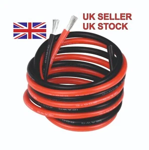 Silicone Wire Cable 8 AWG 1 Metre Each Red + Black Soft Flexible High Quality UK - Picture 1 of 11
