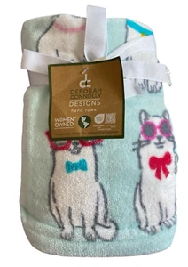 SET OF 2 New DEBORAH CONNOLLY Cotton Hand Towel Multicolor Cat with Shades - Picture 1 of 3