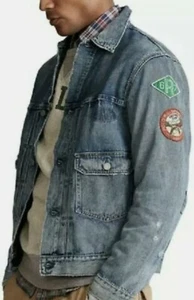 Polo Ralph Lauren Sportsman NYC Trucker Denim Jean Jacket Patches Size 3XB - Picture 1 of 7