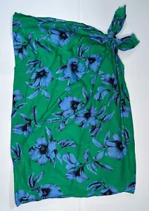 Banana Republic Tropical Floral Sarong One Size Green Blue Hawaiian Boho Beach - Picture 1 of 7
