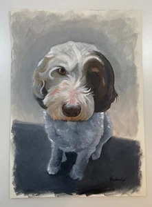 Dog portrait puppy - original 10x8" oil painting by UK artist Susan Lye - Picture 1 of 4