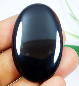 65.50 Ct Natural Black Onyx Oval Cabochon Amazing Loose Gemstone For Jewelry - Picture 1 of 6