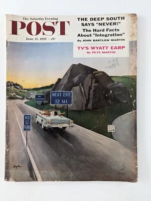 Vintage Saturday Evening Post Magazine June 1957 Integration Wyatt Earp - Image 1 of 4