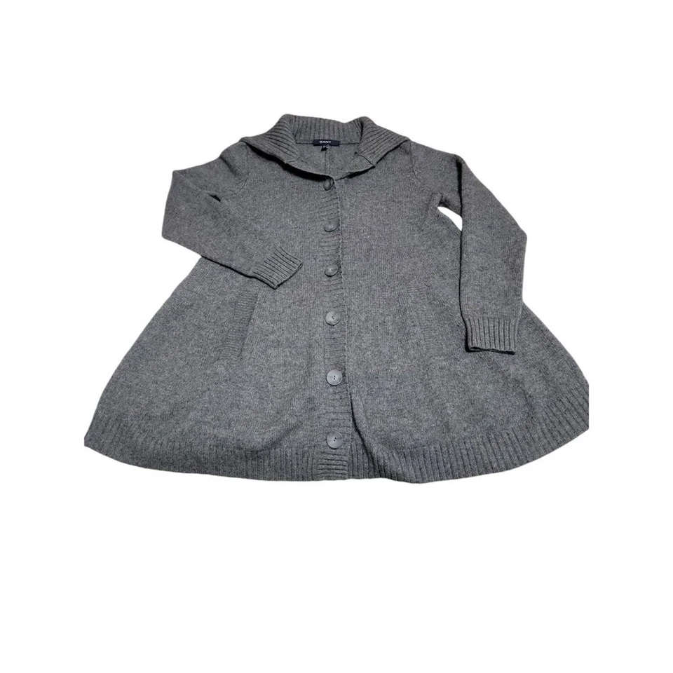 GANT Gray Lambswool Polyamide Cashmere Blend Button Up Shawl Collar Cardigan Wom - Image 1 of 4